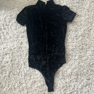 Black Velvet Highneck Bodysuit